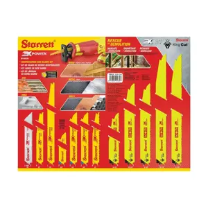 Starrett Bi-Metall- und Hartmetall-Sägeblätter Säbel-Sortimentspaket - KRB12-A - HOLZ, METALL, MEHRZWECK und SCHWERZERSPANUNG (12 Blätter)