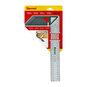 Starrett Carpenter Quadrat - K53M-250-S Edelstahl-Winkellineal Tischlerei 250mm (10Inch) - Griff aus Aluminiumlegierung für die Holzbearbeitung