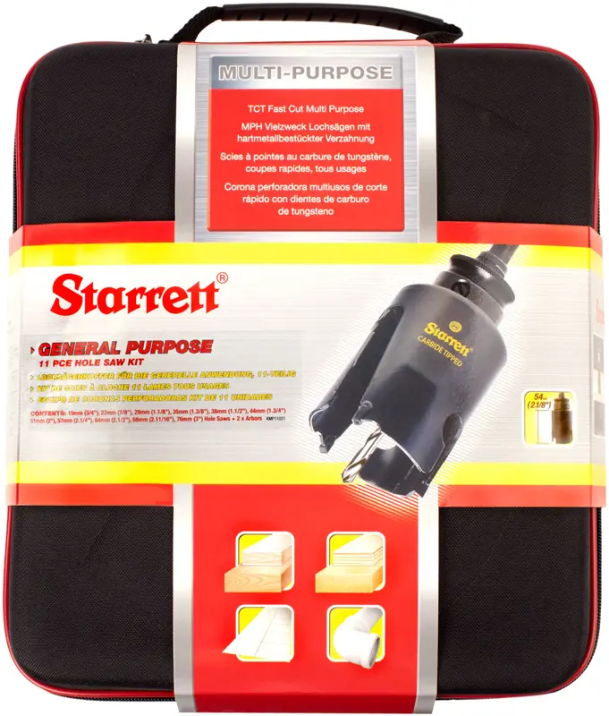 Starrett Hartmetall-Lochsägen-Kit - 13-teiliges, Mehrzweck-TCT-Lochsägen-Kit mit Dornensatz - Kompatibel mit Bosch Dewalt Hitachi Festool Milwaukee