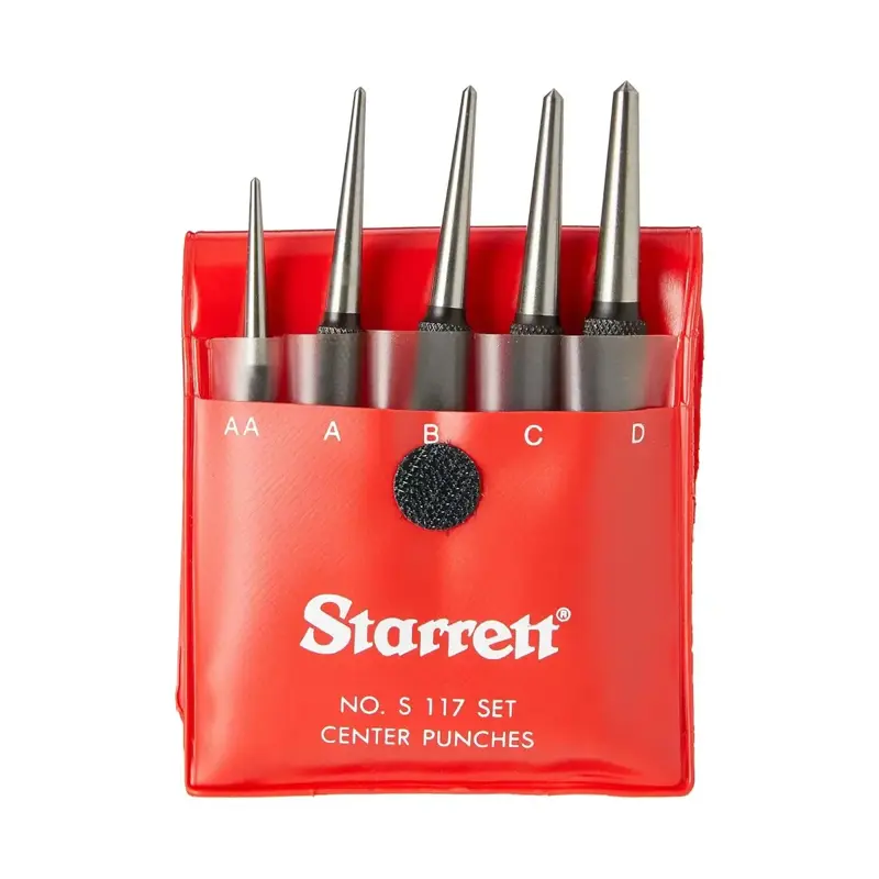 Starrett S117PC Körner Set, 1/16", 5/64", 3/32", 1/8", 5/32" Durchmesser, im Kunststoffkoffer