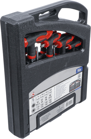 Schraubendreher-Satz mit T-Griff und seitlicher Klinge | Innensechskant / T-Profil (für Torx) | 16-tlg.